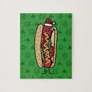 Chicago-achtige hotdogs kerstkerstkerstman legpuzzel