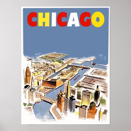 Chicago. Affiche de voyage de style rétro (Devant)