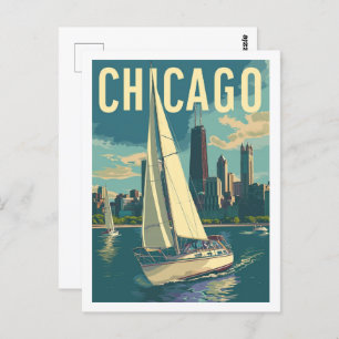 Chicago America Vintage Beroemde Reisplaats Briefkaart