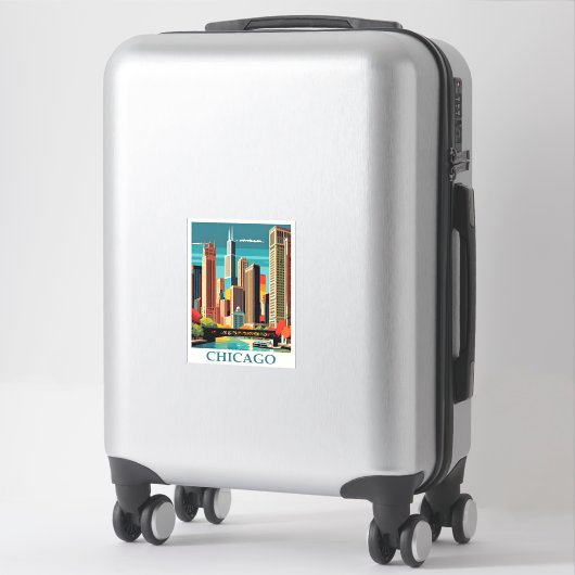 Chicago art deco illustratie sticker (Koffer)