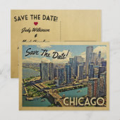 Chicago bewaart de datum Illinois Aankondigingskaart (Voorkant / Achterkant)