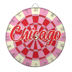 Chicago bewerkbare tekst  roze en rood ontwerp dartbord