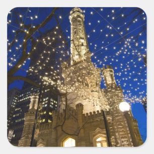 Chicago bij Christmastime Vierkante Sticker