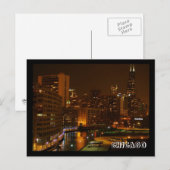 CHICAGO bij nacht briefkaart (Voorkant / Achterkant)