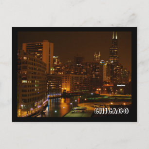 CHICAGO bij nacht briefkaart