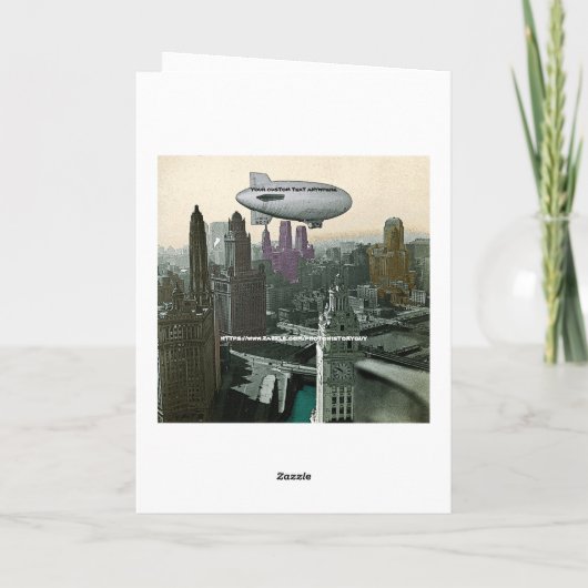 CHICAGO BLIMP OVER CITY COMIC BIRTHDAY PIC KAART (Achterkant)