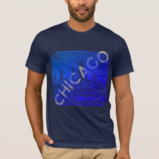 Chicago Blue Tan Name Graphic T-Shirt (Devant)