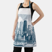 Chicago Blue White All-Over Print Schort (Insitu)