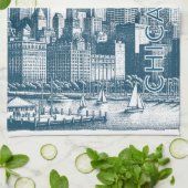 Chicago Blue White Theedoek (Gevouwen)