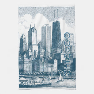 Chicago Blue White Theedoek
