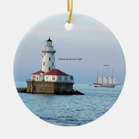 Chicago Breakwater Light 2-zijdig versiering Keramisch Ornament (Voorkant)