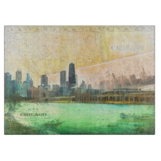 Chicago Briefkaart Map Cutting Board Snijplank