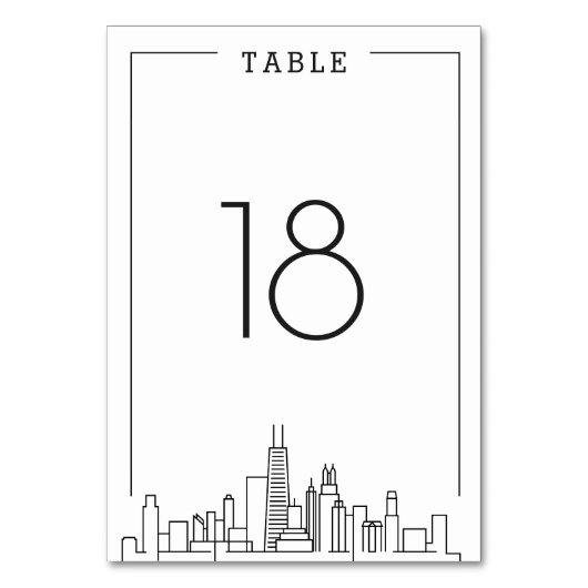 Chicago bruiloft | Tabelnummer Kaart (Voorkant)