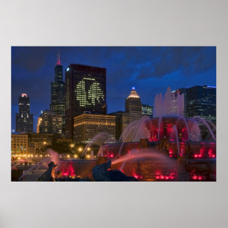 Chicago Buckingham Fountain op Canvas Poster