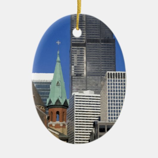 Chicago Cathedral Skyline Keramisch Ornament (Voorkant)