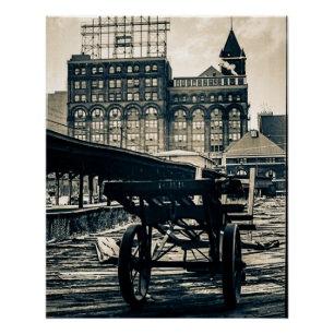 Chicago Central Rail Yards Train Depot ICRR 1960's Perfect Poster