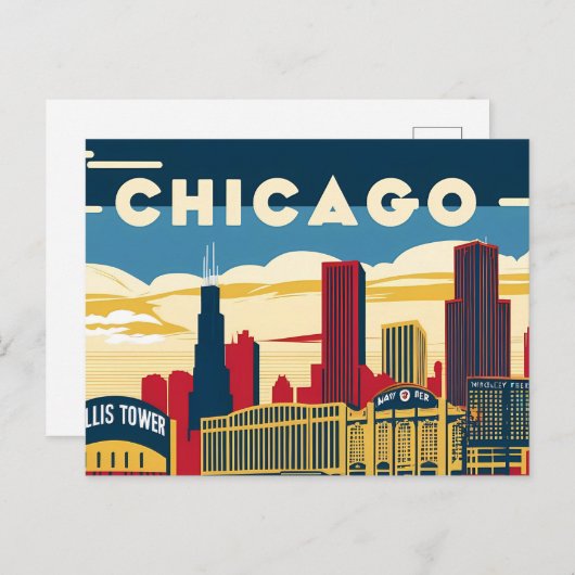 Chicago Charm: een retro glimp van de winderige st Briefkaart (Voorkant / Achterkant)