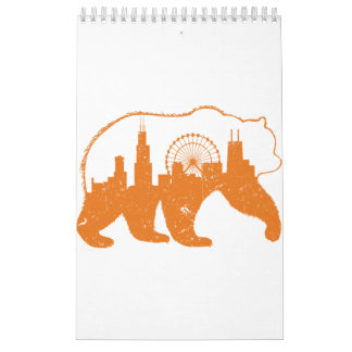 Chicago City Apparel Downtown Walking Beer Silhoue Kalender