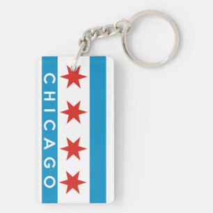 chicago city flag america text name sleutelhanger