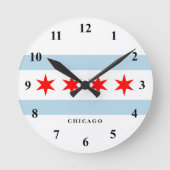 Chicago city flag custom round wall clock ronde klok (Voorkant)