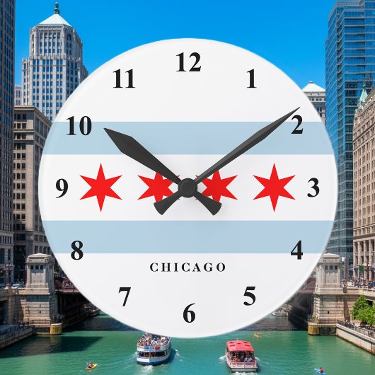 Chicago city flag custom round wall clock ronde klok
