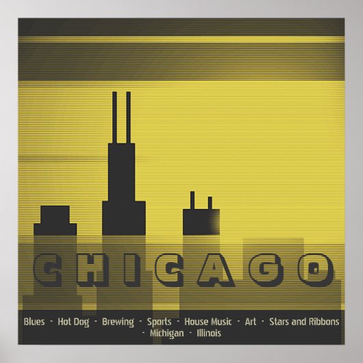 Chicago City graphic sundown and sunset graphic Poster (Voorkant)