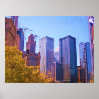 Chicago City Herfst ondertekend Poster