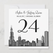 Chicago City Skyline Bruiloft Monogram Tafelnummer (Voorkant)