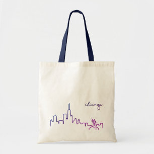 Chicago City Skyline Canvas tas met Navy Handles