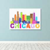 Chicago City Skyline Typografie Canvas Afdruk (Insitu (Houten vloer))