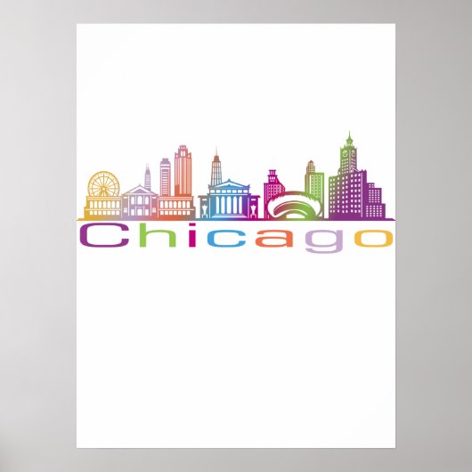 Chicago City Skyline Typography Hoodie Poster (Voorkant)