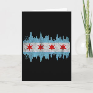 Chicago City Skyline Vlag - Vintage Chicago City D Kaart