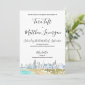 Chicago City Skyline Watercolor Wedding Invitation (Debout devant)