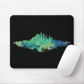 Chicago City Skyline Waterverf in blauw en groen Muismat (Met muis)