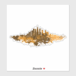 Chicago City Skyline Waterverf in sinaasappel Sticker