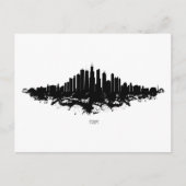 Chicago City Skyline Waterverf Zwart-wit Feestdagenkaart (Voorkant)