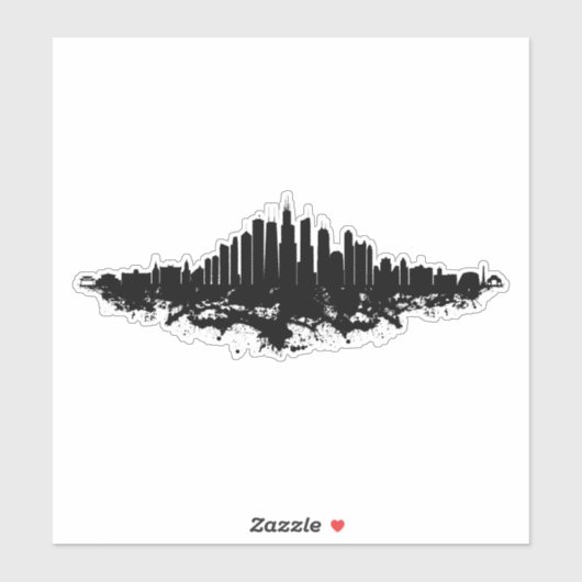 Chicago City Skyline Waterverf Zwart-wit Sticker (Vel)