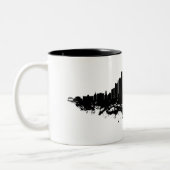 Chicago City Skyline Waterverf Zwart-wit Tweekleurige Koffiemok (Links)