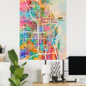 Chicago City Street Map Poster (Thuiskantoor)