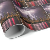 Chicago City wolkenkrabbers met bliksem Cadeaupapier (Rol Hoek)