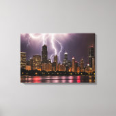 Chicago City wolkenkrabbers met bliksem Canvas Afdruk (Voorkant)