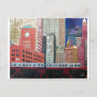 Chicago Cityscape met El Train Briefkaart