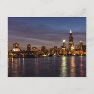 Chicago Cityscape Night Briefkaart