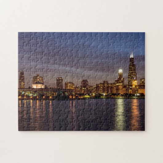 Chicago Cityscape Night Legpuzzel (Horizontaal)