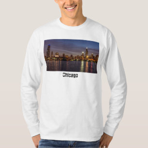 Chicago Cityscape Night Long hoeve T-Shirt