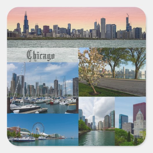 Chicago Collage Vierkante Sticker (Voorkant)