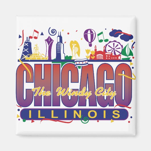 Chicago Confetti Magneet (Voorkant)