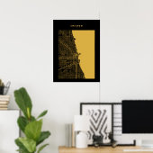Chicago Dark Gold City Map Poster (Thuiskantoor)