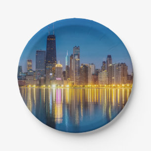Chicago Dawn Cityscape Papieren Bordje