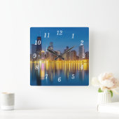 Chicago Dawn Cityscape Wandklok Vierkante Klok (Huis)